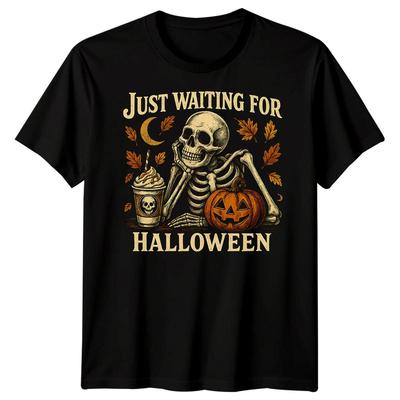 Warte nur auf Halloween Skelett Halloween Herren Damen Grafik T-Shirt
