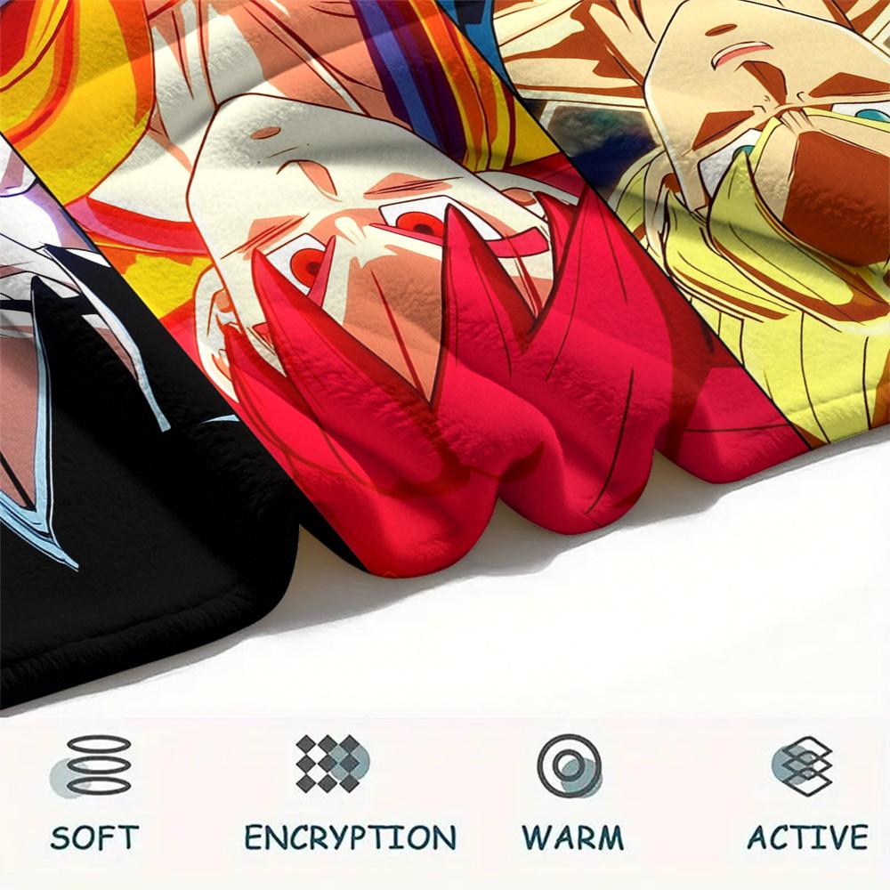 Son Goku Theme Illustration Blanket, Warm Throw for Living Room, Great Gift for Goku Collectors.chl