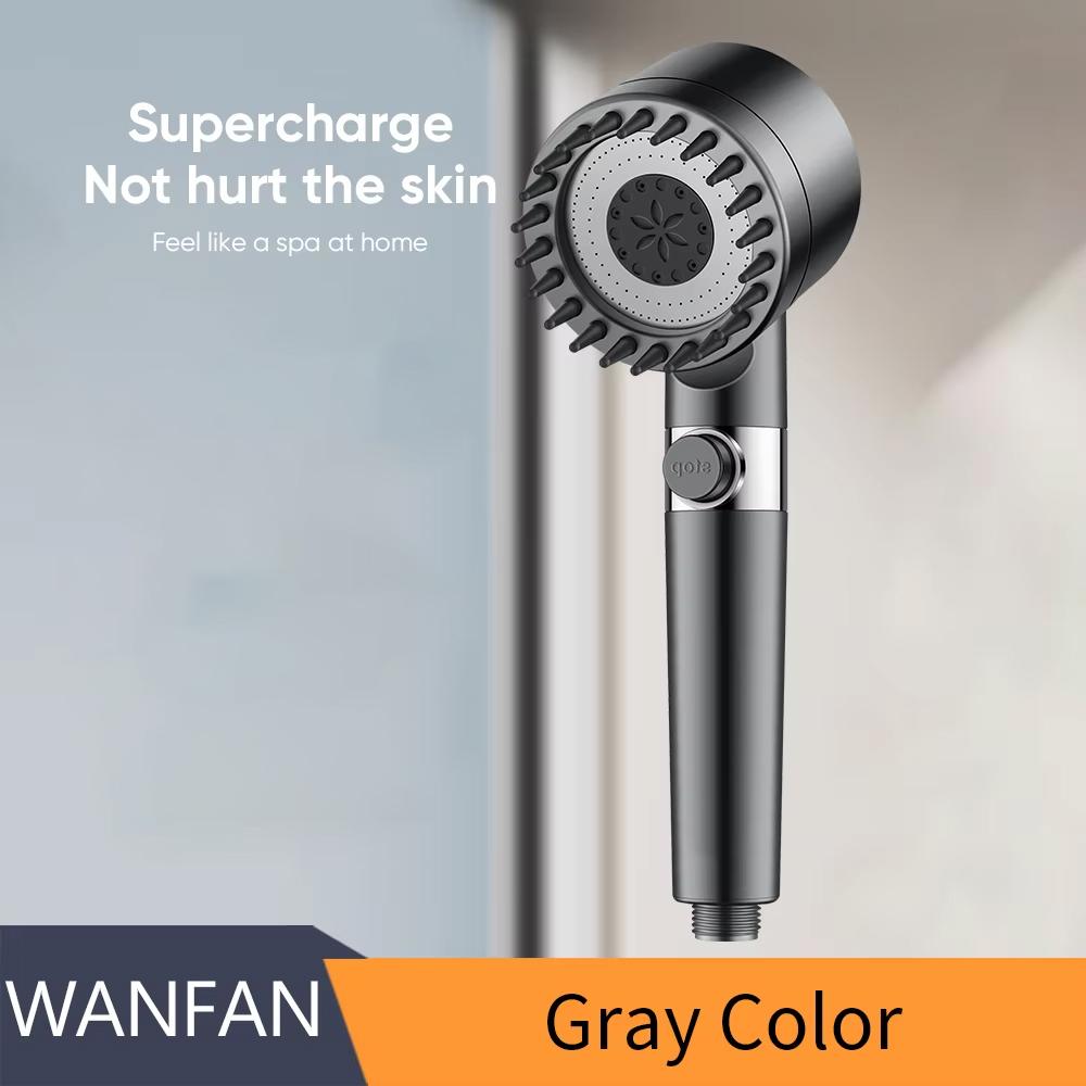 

Душевая головка с экономией воды под давлением из АБС-пластика с серой отделкой, аксессуары для ванной комнаты, ручной душ, усилитель напора воды, душевая головка 811535Y Other серый