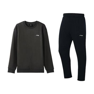 Li Ning Logo Print Sports Running Warm Crewneck Sweatshirt Comfortable Pants Casual Set Unisex Sweatshirt, Pants, Set AKLUA75-5+AWDVG81-1