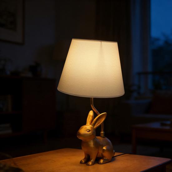 Desk Lamp Resin Bunny Puppy Cow Shape Night Light with Touch Switch Soft LED Lighting for Bedroom Bedside Table Hallway Home Office