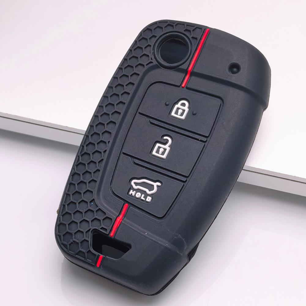Silicone Flip Key Fob Cover Compatible with Kia Forte Rio Soul Sportage, Fits Hyundai Rio Sportage Sorento Elantra Tucson Forte Soul Optima Sonata