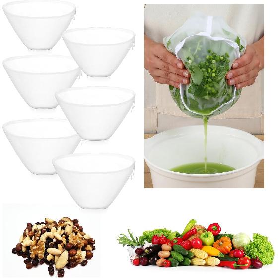 6 Pcs Cheese Cloth Bags for Straining Nut Milk Bag Bowl-Shaped Reble Nylon Cheese Cloth Filter Bag Fine Mesh Multi-Purpose Food Filter Bags for Nut