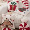 Festival Cotton Linen Cushion Cover With Christmas Tree Designs Soft Sturdy Pillowcase For Home Decoration