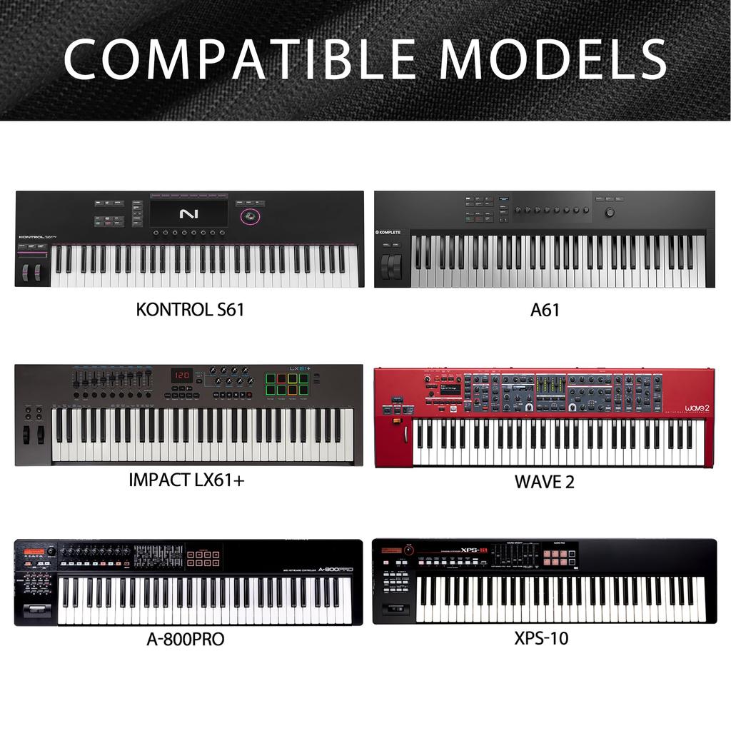 Musiin 61-Key Synthesizer Dust Cover Compatible with Roland XPS-30 FANTOM-06 JUNO-DS61 Nord Wave 2 Dustproof Scratch-Resistant Soft Touch Fit Design