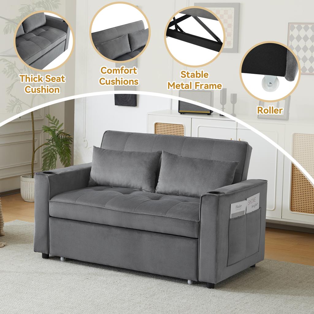 Divano letto pieghevole, divano multifunzionale con funzione letto, con portabicchieri e cuscini, adatto per soggiorno, camera da letto, home theater appartamento
