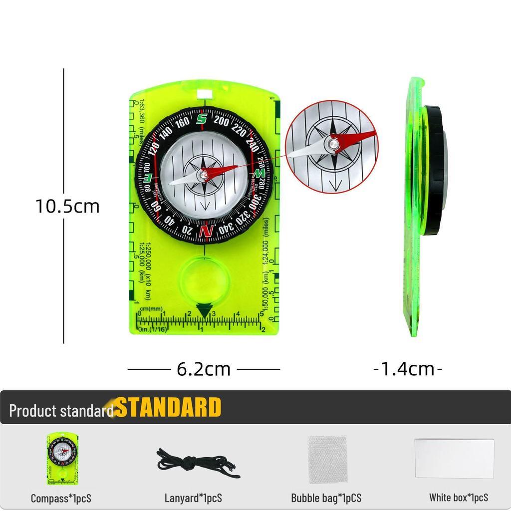 DC361 Multifunctional North-Seeking Compass & Copper Map Scale Ruler with Colored Cap Nail