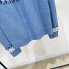 Nanyou 2026 Women's Blue Fair Isle Snowflake Logo Long Sleeve Slimming Pullover Sweater