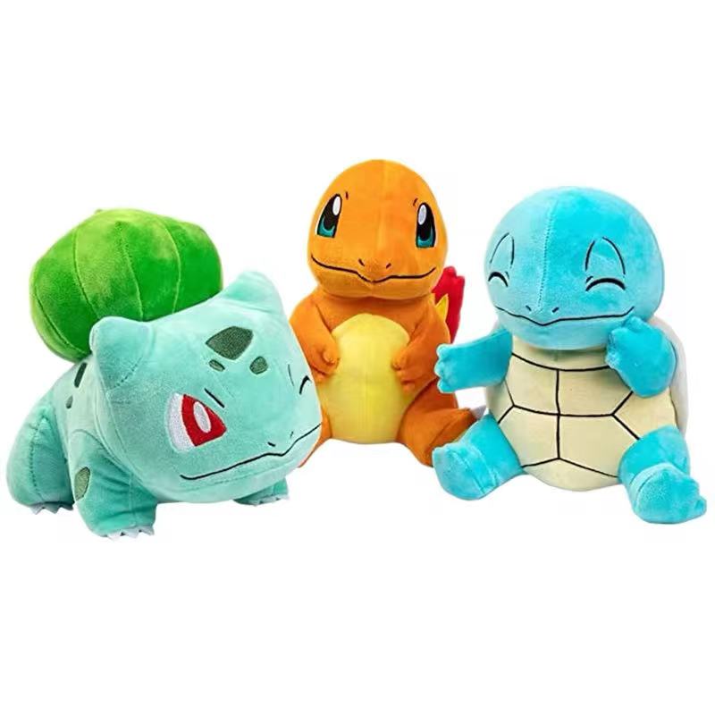 Pokemon Plushies Stuffed Animals & Plush Toys & Hobbies Starter 3 Pack Charmander, Squirtle & Bulbasaur Anime Gift For Children 18-20cm