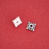 S925 Sterling Silver Snowflake Square Beads for DIY Jewelry & Braiding.