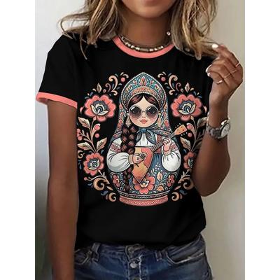 Fashion Women's Printed Top Casual Loose Short Sleeve T-Shirt Everyday Versatile T-Shirts Women’s
