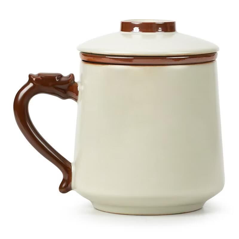 Mr. Nanshan Hand-painted Ceramic Teacup with Dragon Handle and Filter