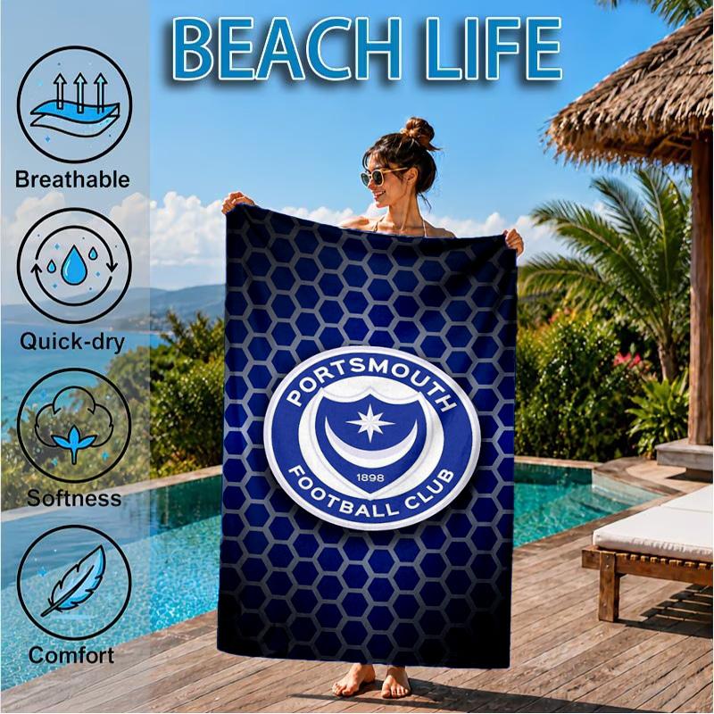 Asciugamano da Spiaggia in Microfibra con Stemma FC Ports, Morbido e Assorbente, Asciugatura Rapida, Ideale per Viaggi Estivi, Essenziale per la Spiaggia, Piscina