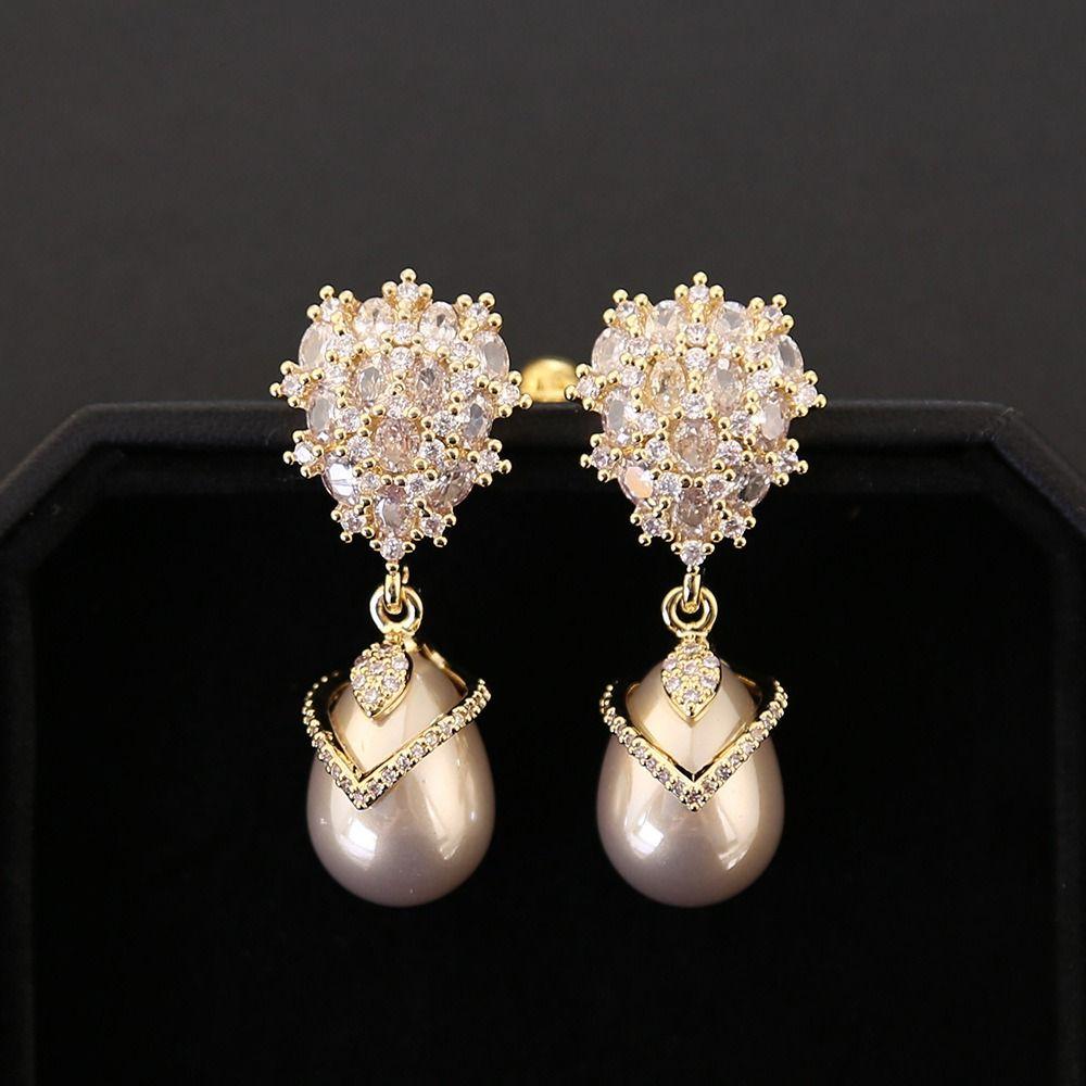 Pendant Crystal Stud Earrings Elegant Vintage Long Earrings Rhinestone Drop Earrings Girls Gift