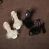 9696-1 Women's Fairy Style Temperament High Heel Sandals with Furry Strap and Thick Heel