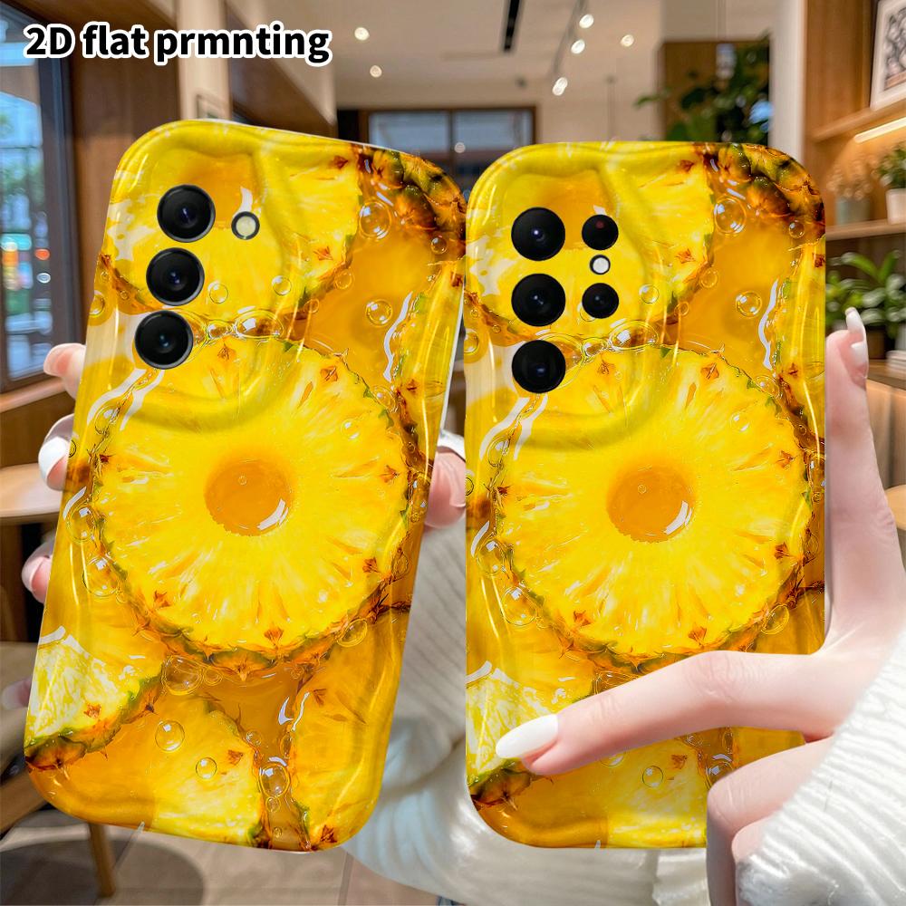 Phone Case: 2D Flat Samsung Galaxy A34 A35 S20 S22 S21 FE Plus Ultra Protective Case, Pineapple Slices, Christmas Halloween Holiday Gift
