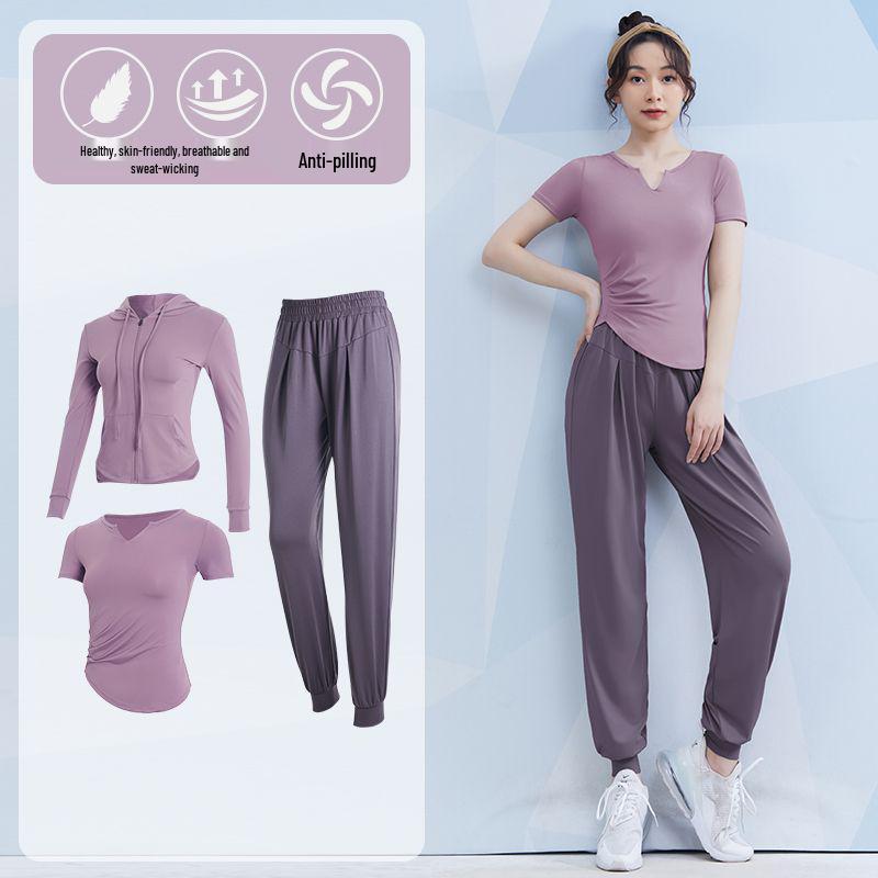 Women's Spring/Summer Yoga Suit Set - Short Sleeve Activewear for Outdoor Runs, Pilates, and Fitness Training