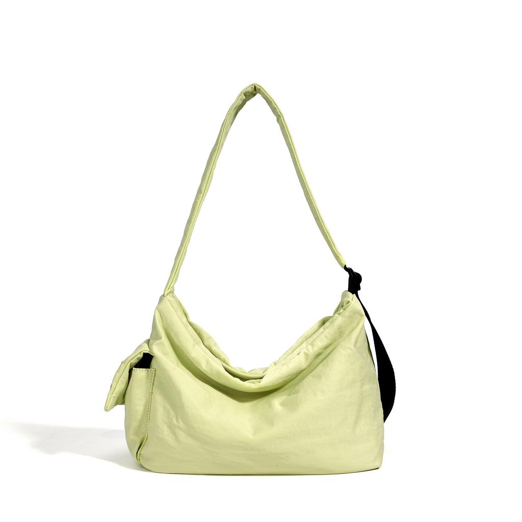 Shoulder nylon large-capacity shopping bag simple solid color portable cloth bag casual versatile messenger bag bag female