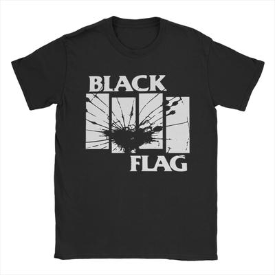 Camiseta Quadrada Harajuku Estampada Unissex Algodão Manga Curta Punk Rock Banda Black Flag Gola Redonda Roupas de Verão