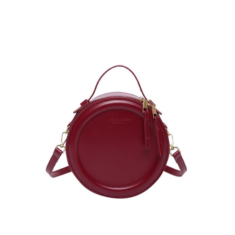 Trendy Personality Versatile Ins Solid Color Portable Small Round Bag Women's Leisure Commuting Simple Wind Messenger Bag