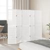 5 Panel Room Divider White Solid Paulownia Wood