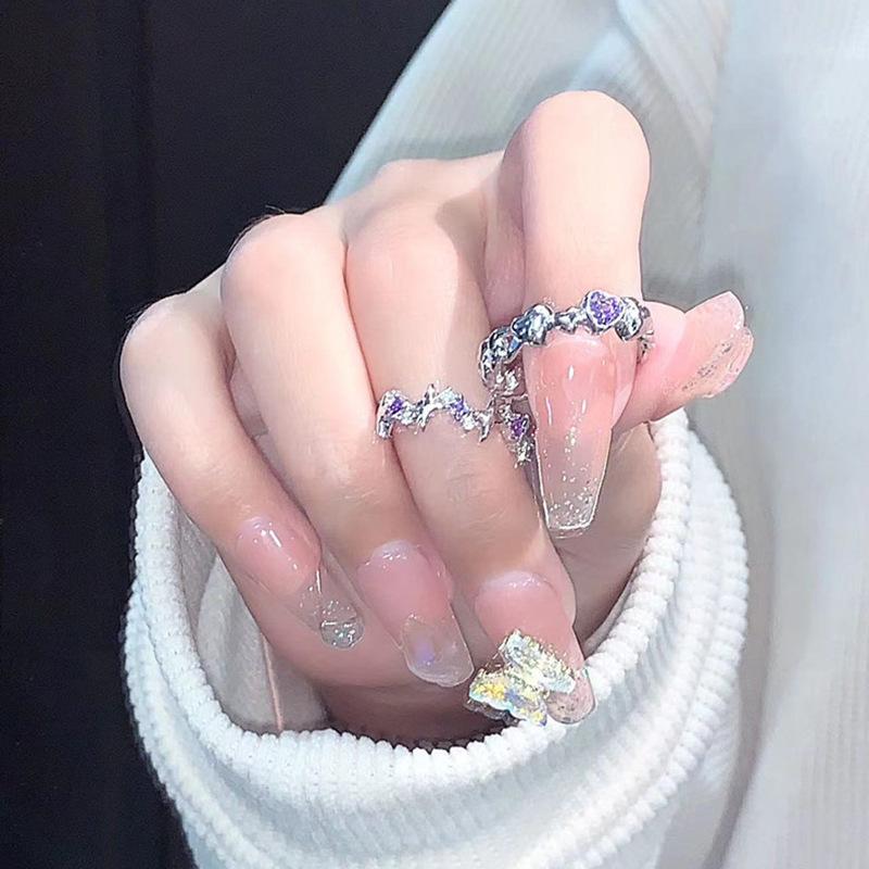 Sweet Wind Love Four-Pointed Star Index Finger Open Ring Niche Design High-End French Stacked Ring Woman