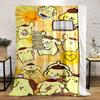 Cute yellow puppy characters with brown hats in cheerful activities. for all seasons blanket lunch break throw gift
