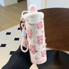 Cute Pink Bear Insulated Water Bottle, Leakproof Stainless Steel Thermos for Daily Use