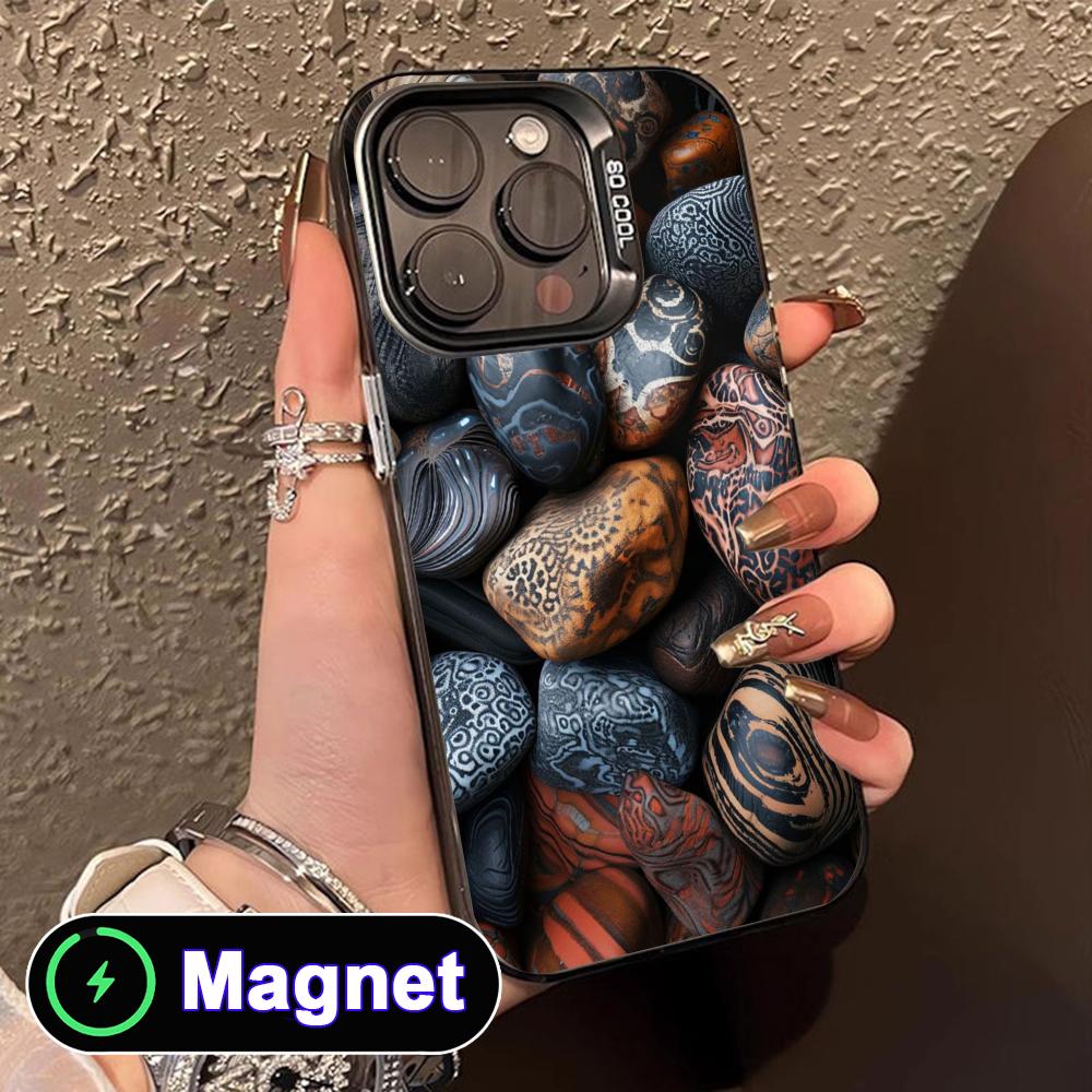 Aesthetic Stones Translucent MagSafe Mobile Phone Case for iPhone 17 16 15 14 13 12 11 Air Pro Max Plus Colorful Cover