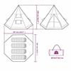 VidaXL Tipi Camping Tent 4 Person, Shade Tent with Carry Bag, Camping Awning, Garden Shelter, Orange 94382