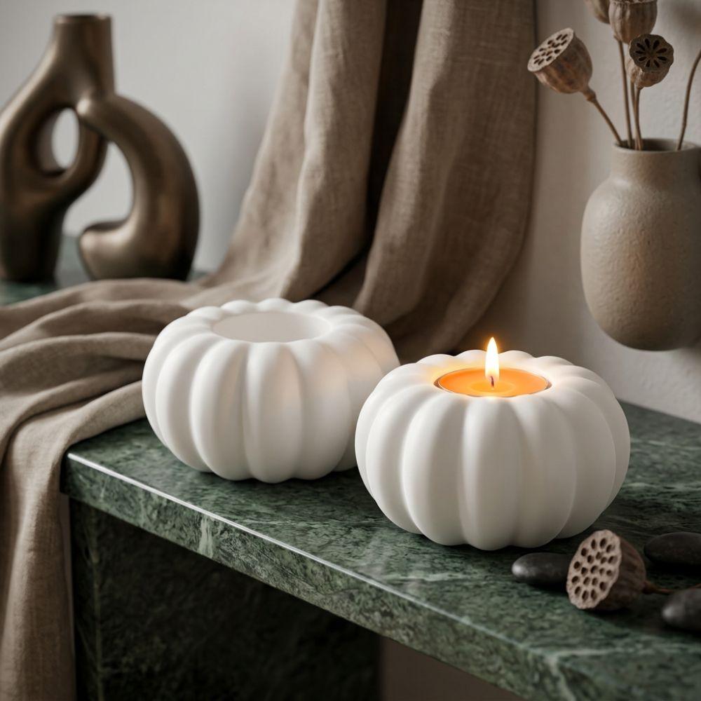 3D Printed Pumpkin Tealight Holder Fall Style Ambient Candle Stand Living Room