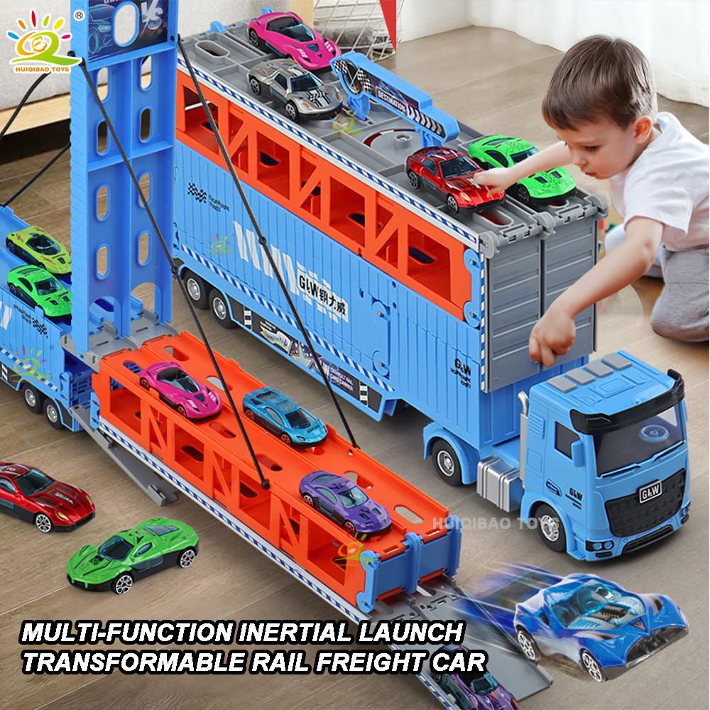 Large Inertia Track Truck Set | Foldable Track Storage | Launching Alloy Flying Car | Competition Game Boy Toy Gift