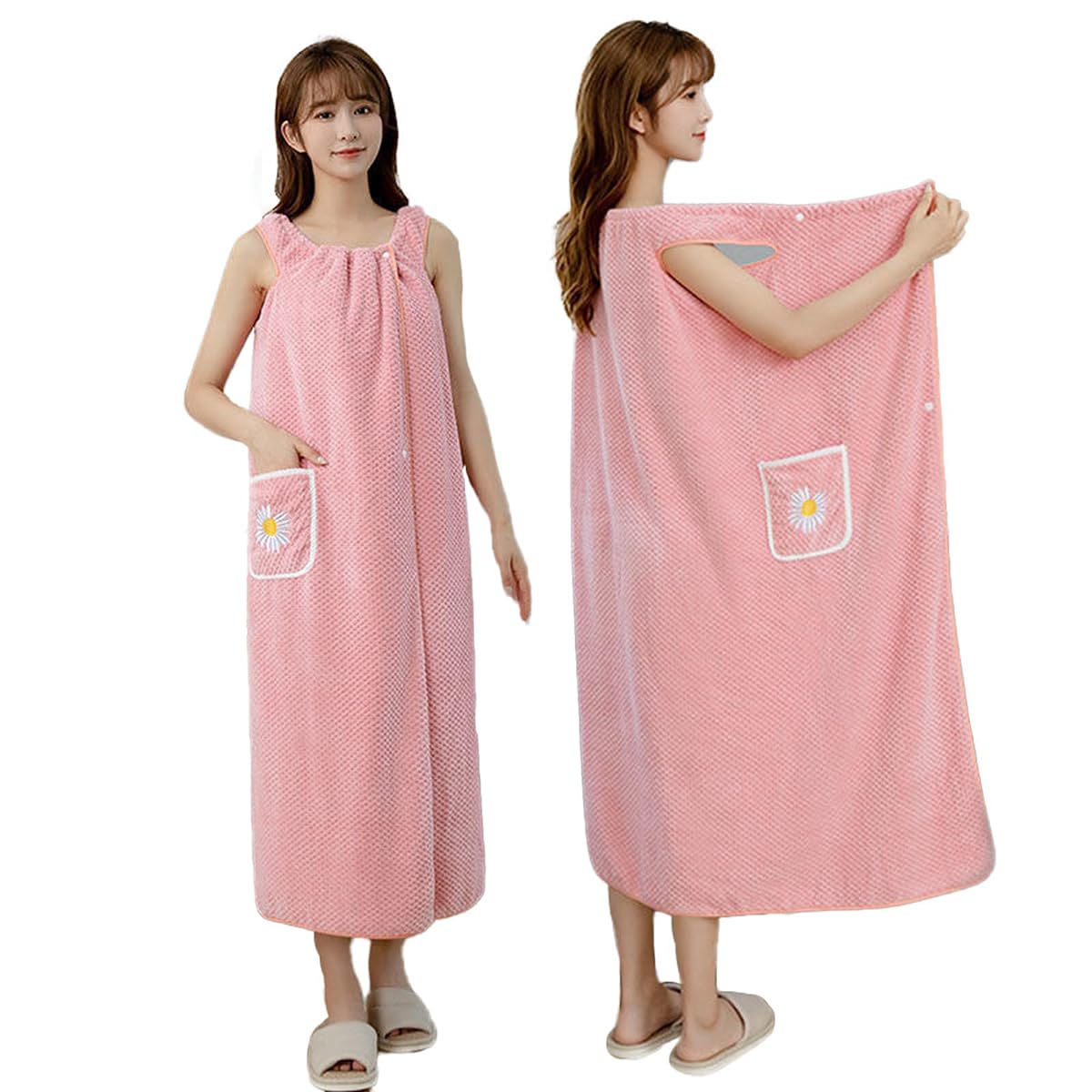 

Cedar Eight Wrap Towel, Wearable Bath Towel for Adults, Perfect for Changing Clothes, Gyms, Hot Springs, Saunas, Beach Towels, and More (Pink)