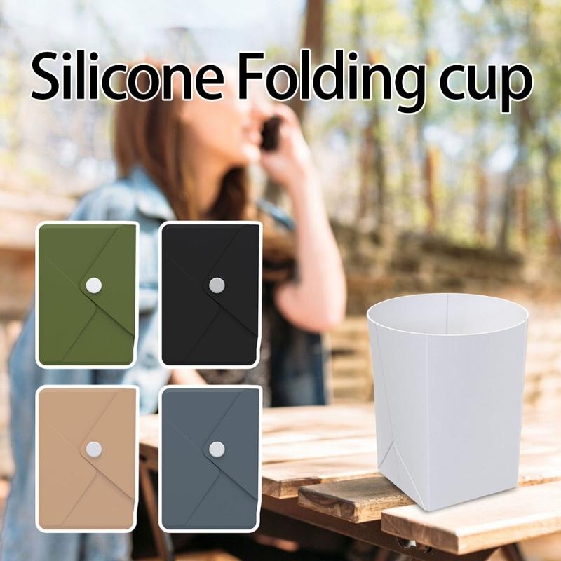 Outdoor Travel Folding Water Cup with Storage Bag Flexible Journey Container for Outdoor Camping Hiking