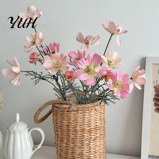 Realistic Faux Flowers Artificial Cosmos Flowers, Long Stem Fake Table Vase Filler for Dining Centerpieces, Wedding Arrangement, Photography Props