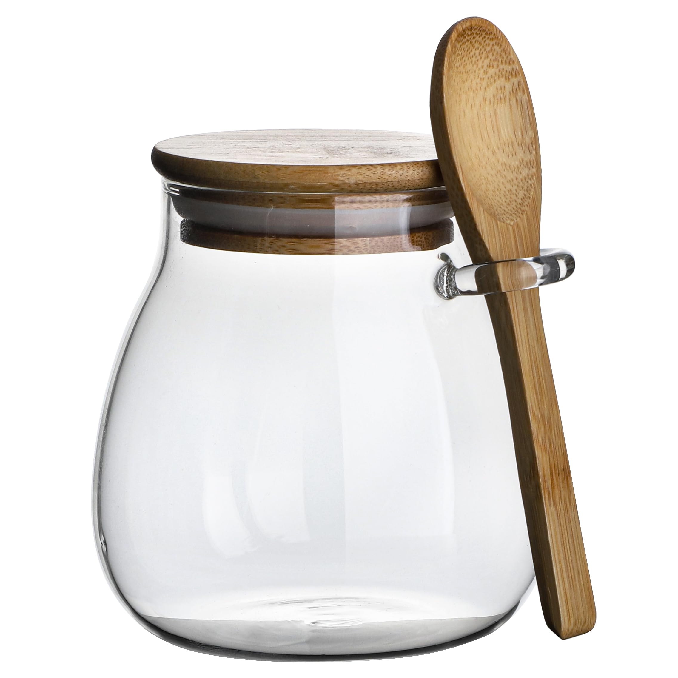 

350ml Glass Storage Container, Airtight Coffee Canister with Bamboo Lid and Bamboo Spoon