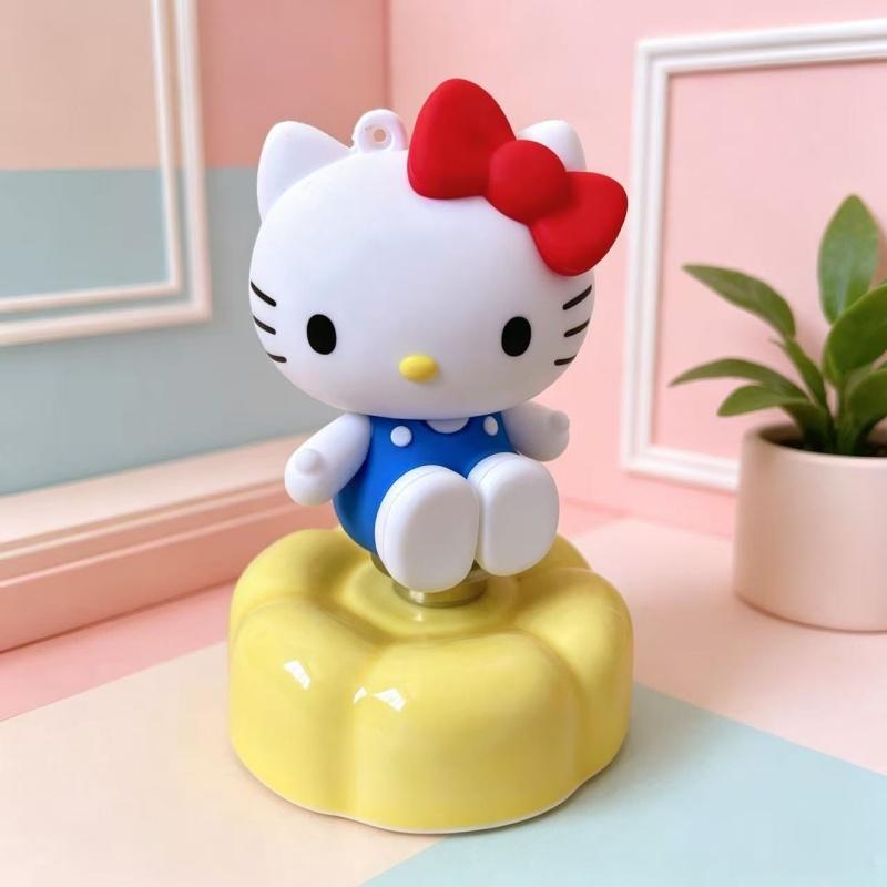 Cartoon Genuine Vinyl Doll Hello Kitty Action Figures With Rotatable Base Cake Decoration Model Desktop Toy Car Decor Ornaments