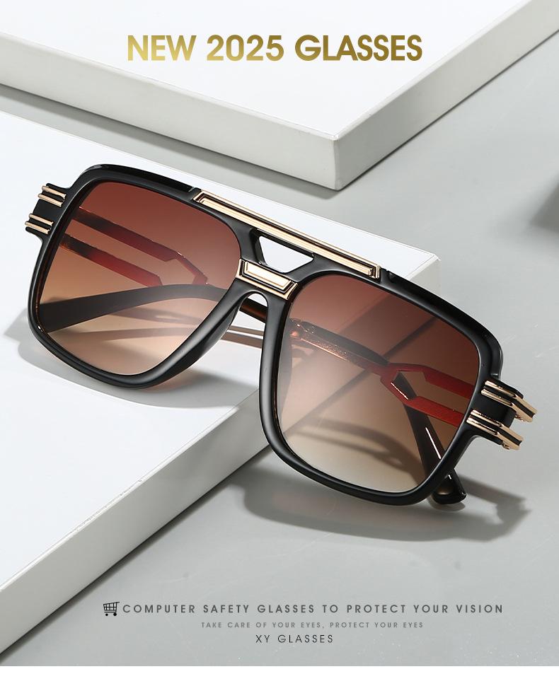 Luxury Retro Double Beam Gradient Square Women Sunglasses  Brand Double Beam Temple Design Casual Trend Men Sun Glasses Uv400