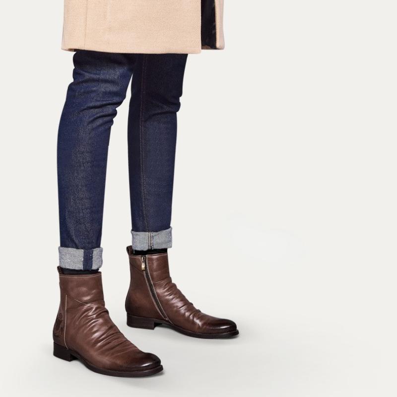 Herren Lederstiefel Herren Freizeitschuhe Niedrige Absätze Rutschfeste Verschleißfeste Wärme Business Komfort Männliche Stiefel Botines Para Hombre