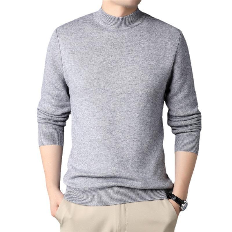 New Autumn Solid Color Half-turtleneck Men's Slim-fit Sweater