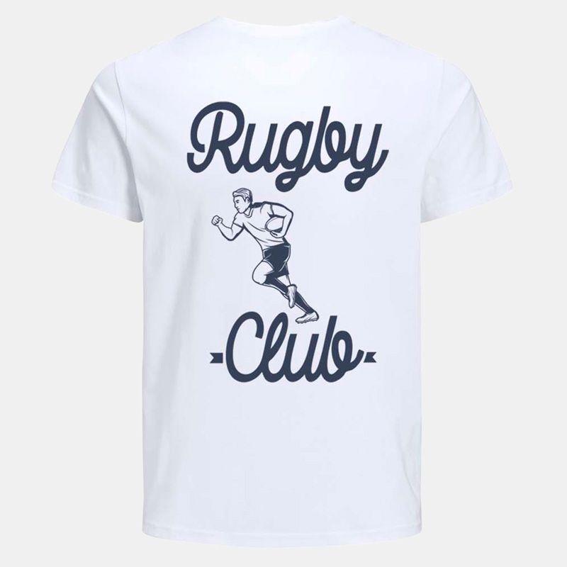 Men's White Cotton T-shirt with Round Neck Rugby Club JACK & JONES