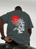 Mens  Cotton Zeninspired Tshirt New Japanese Cherry Blossom and Mountain Pattern Bestselling Minimalist Tshirt