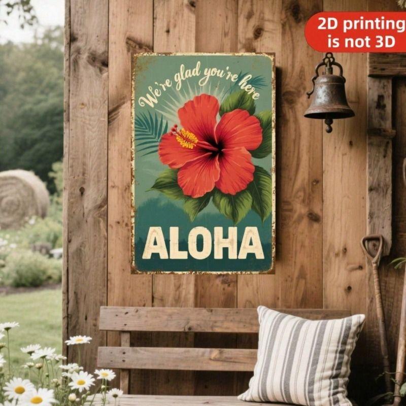 Metal Wall Art Vintage Hibiscus Flower Home Decor