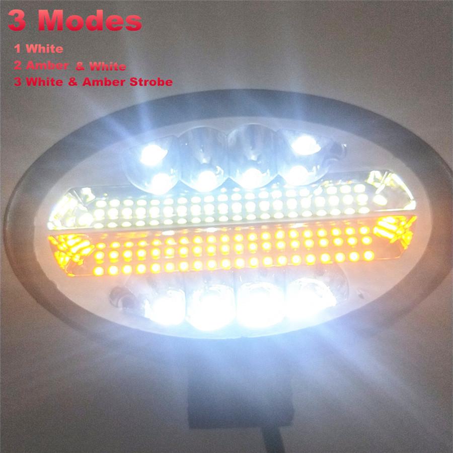 2Pcs 5" 144W 7000LM 6500K & 3000K LED Pods Off Road LED Light Bar Spot Flood Combo Oval Amber Work Light Fog Lights