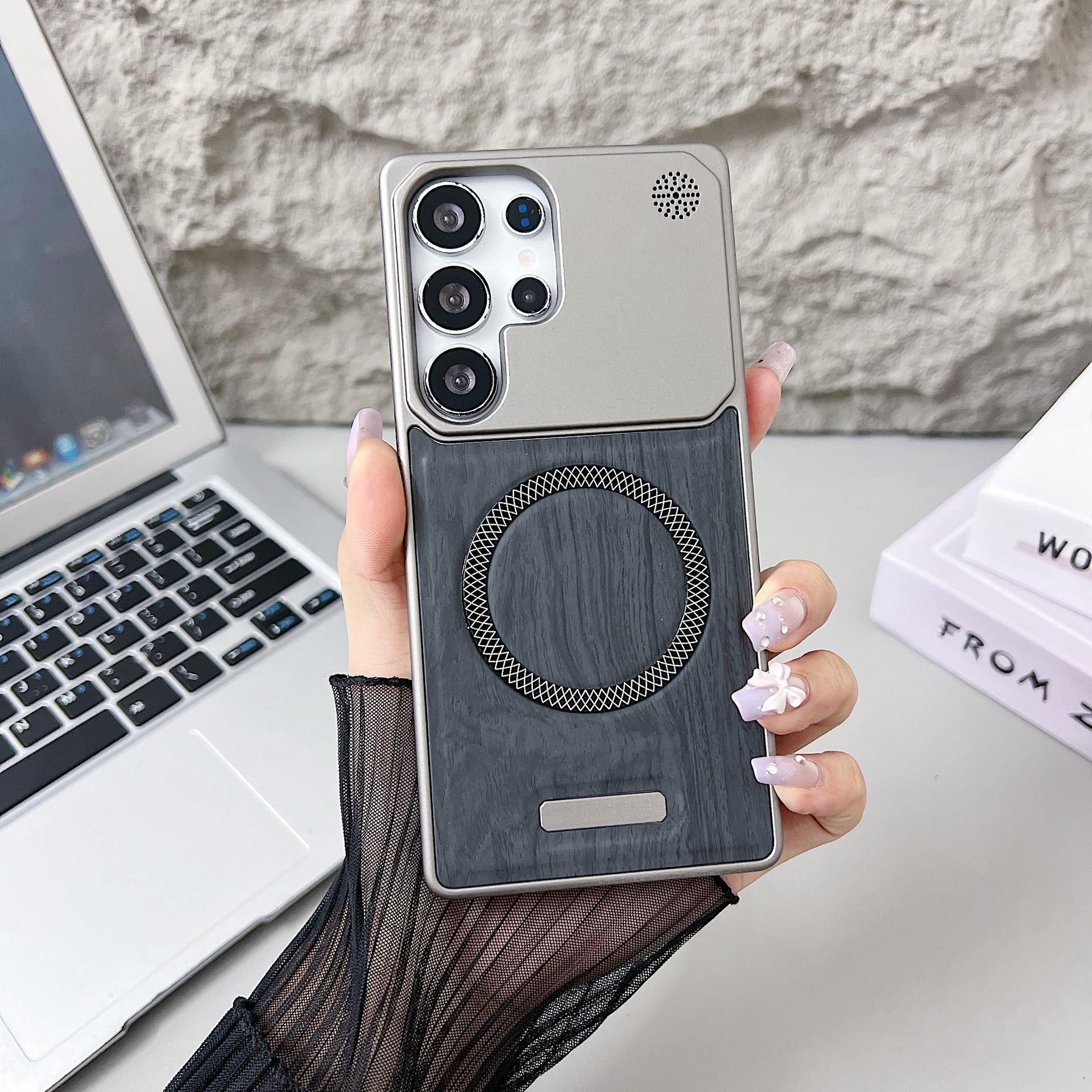 Samsung S26 Ultra Phone Case, Wood Grain Magnetic Suction, Drop-proof Protective Cover. Samsung S24