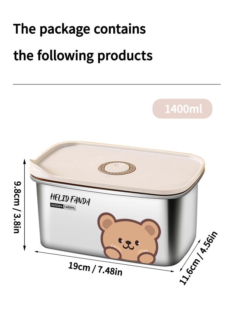 WORTHBUY 304 Stainless Steel Lunch Box Fresh-keeping Box Microwave Heatable Fridge Sealed Storage Box Portable Food Container