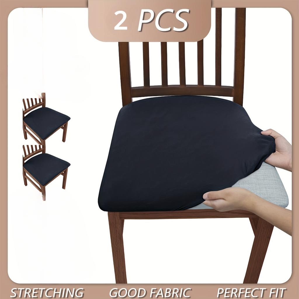 2/4pcs Solid Color Brushed High Elastic Chair Cover, Comfortable Chair Seat Cover, Dust-proof And Dirt-resistant Chair Slipcover