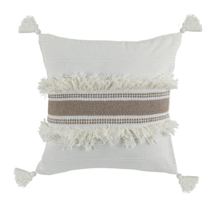 Coussin - Indira - Taupe - Marron - Rectangulaire - 40 X 40 Cm - Déhoussable