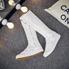 Fashion 2025 New Spring autumn Women Shoes Canvas Casual High Top Shoes Long Boots Lace-Up Zipper Comfortable Flat boots sneakers