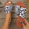 Fashion Summer Women Slippers Fashion Zebra Stripe Slippers Leopard Pattern Toe Post Shoes Women Beach Lightweight Sandals Slides Women